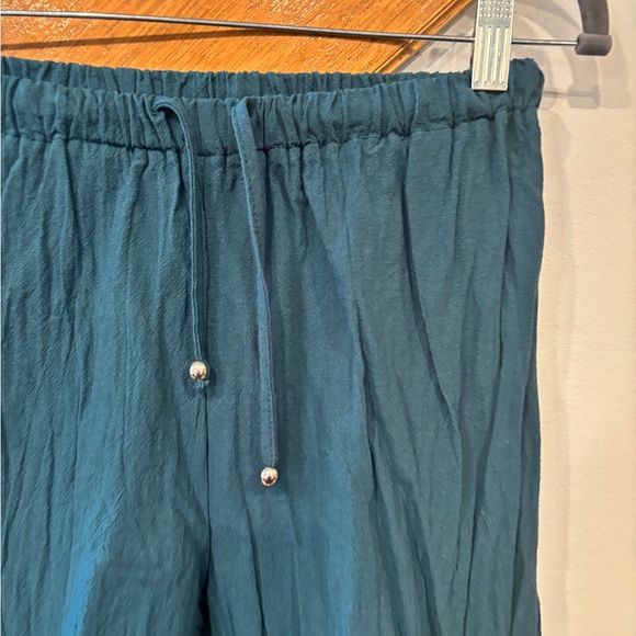 Womens 2 Piece Matching Set - Crop Top Side Slit Drawstring Wide Leg Pant - Picture 8 of 10